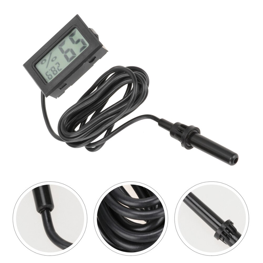 5pcs Wire Humidity Gauge Meter Mini Indoor Outdoor LCD Hygrothermograph: Black 5