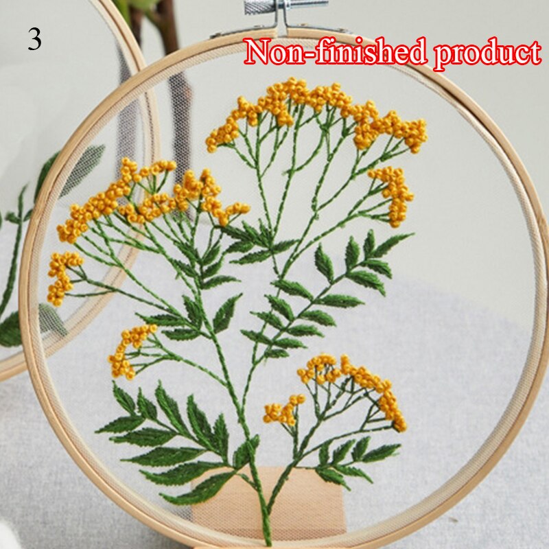 Embroidery Material Package Diy Beginner Embroidery Non-finished Product Embroidery Material Plant Transparent Cross Stitch: 3