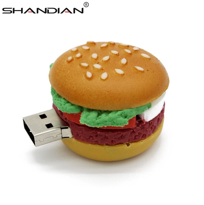 SHANDIAN alimentos usb flash drive hamburguesa sushi sandía pendrive 4gb 16gb 32gb 32gb de memoria de disco u Juguetes