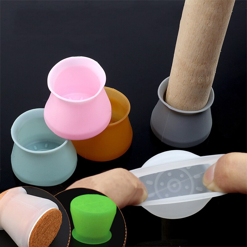 4Pcs Silicon Furniture Leg Protection Cover With Felt Pads Anti-slip Table Feet Caps Chair Leg Floor Protective Mats Home Decor