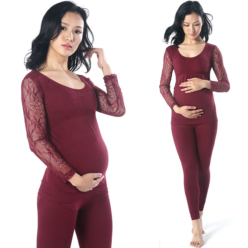 711 # Kant Patchwork Katoen Moederschap Lange Onderbroek Suits Sexy Slim Body Shaping Ondergoed Kleding Voor Zwangere Vrouwen Zwangerschap