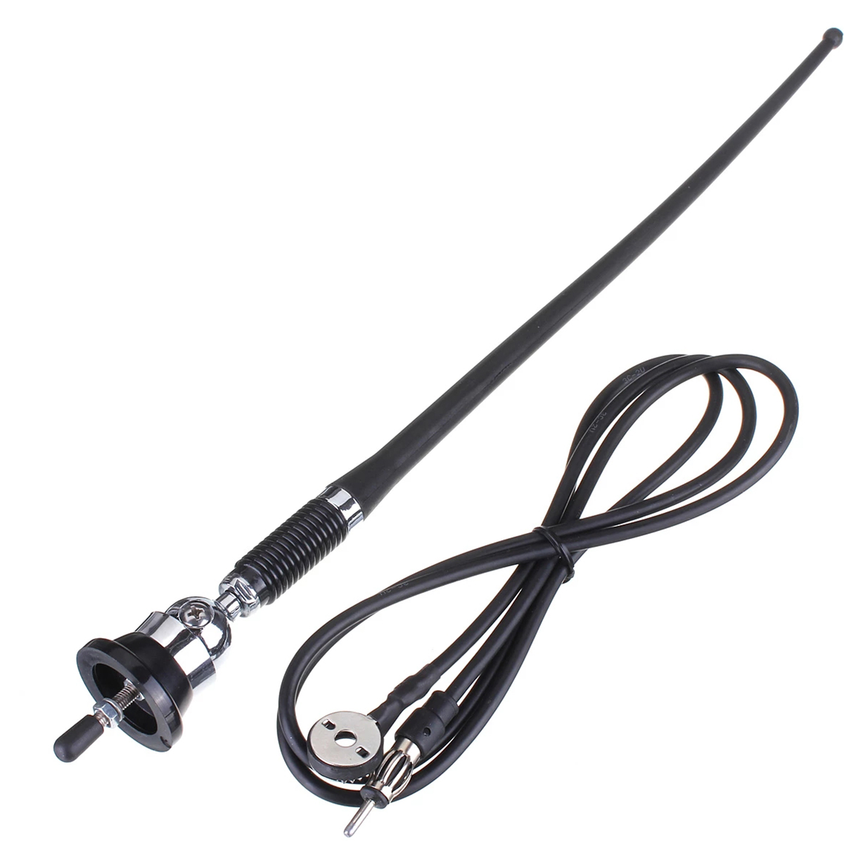 17in Car Roof Radio Antenna Car Radio Aerial AM-FM Rubber Antenna with 180° Swivel Base and 51" Cable Roof Mount Signal Aerial: Default Title