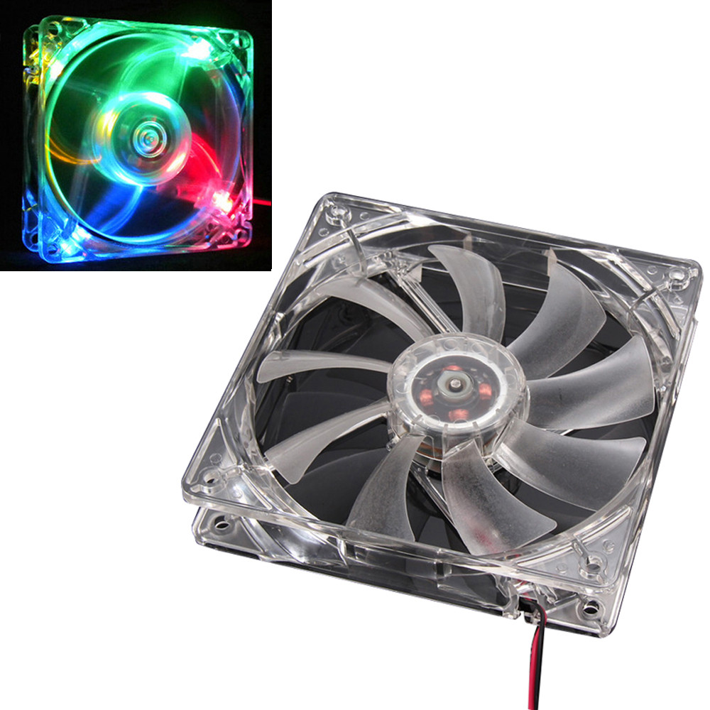 Colorful Quad 4-LED Light Fan For Cooling Computer Neon Clear 120mm PC Computer Case Cooling Fans #30: A