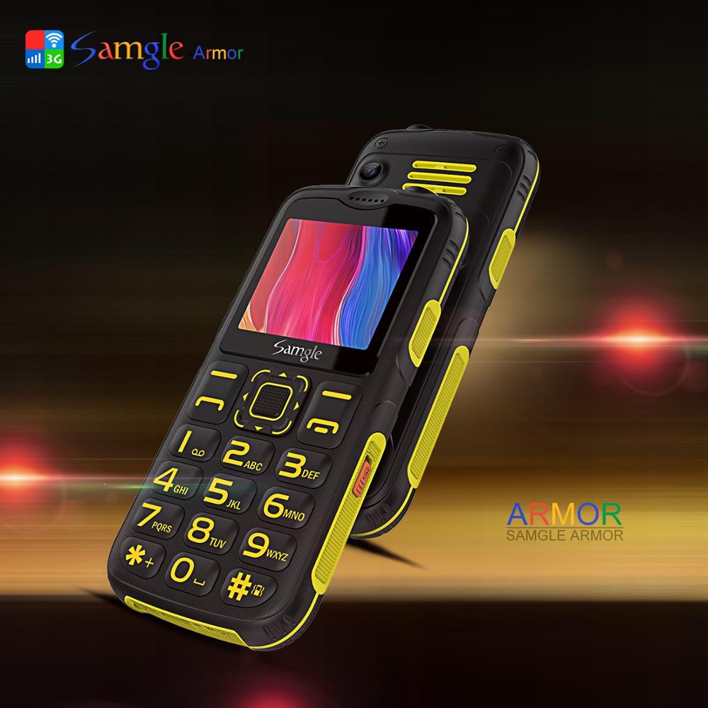 Téléphone portable robuste samgle  s3 armor wcdma 3g, écran incurvé 2.0 pouces, lampe torche 1900 mah, grande voix, ordinateur de bureau gratuit , 3.5mm prises, double sim, gsm: Clavier anglais / Jaune