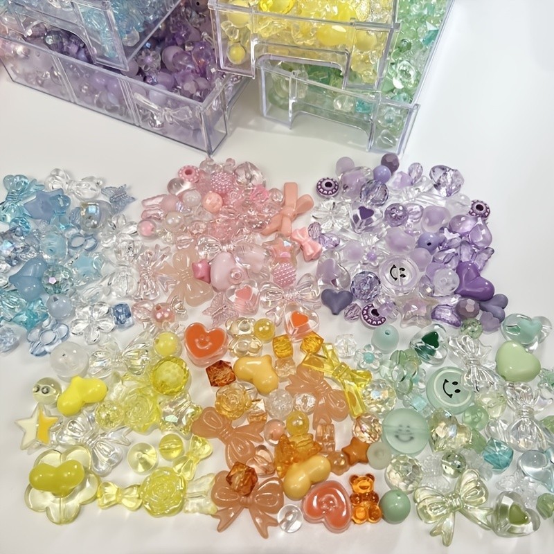 50 g/paquete de cuentas sueltas acrílicas de colores mezclados de estilo mixto para pulsera, collar, suministros de joyería, accesorios hechos a mano DIY