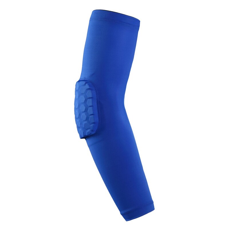 Single Sports Armguard Basketball Honeycomb Anti-collision Elbow Support Lengthened High Elastic Quick-drying Protective Gear: Blue / XL