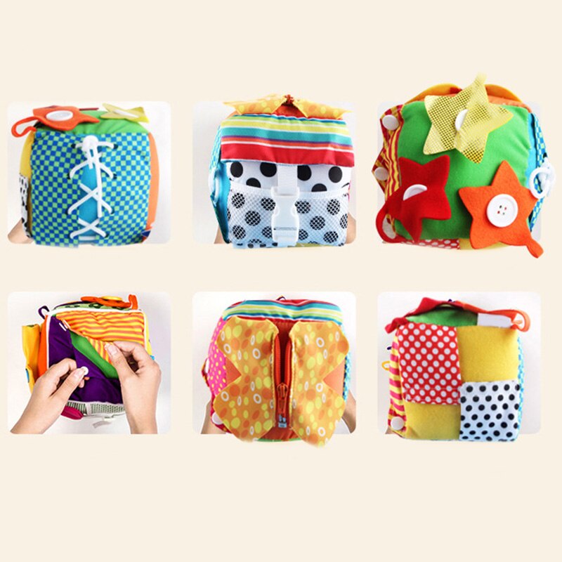 Baby Vroege Educatief Speelgoed Dagelijks Leven Simulatie Pluche Doek Ballen Puzzel Rits Veters Cognitieve Speelgoed Vierkante Bal