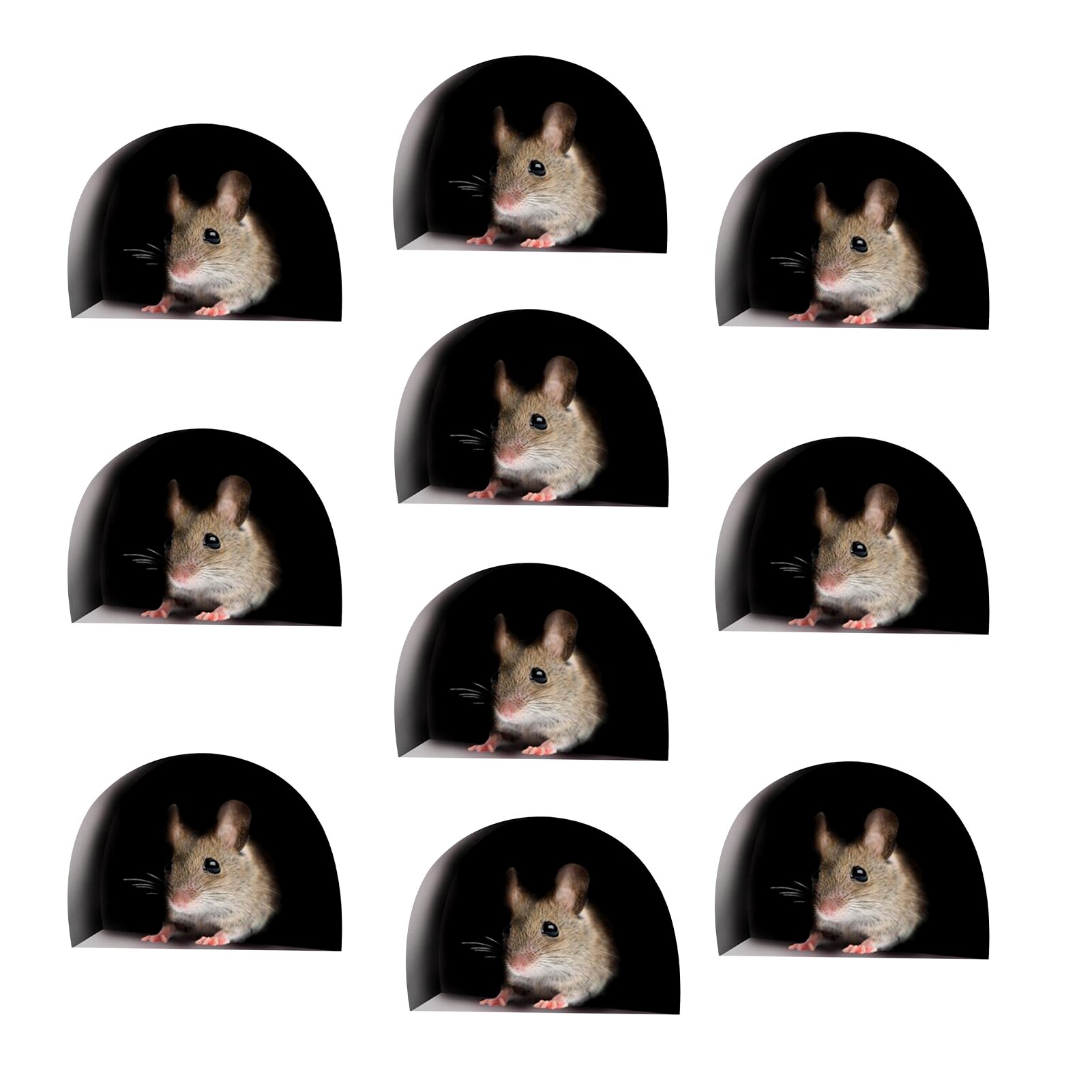 10PCS Miniature Mouse Hole Decal 3D Movable Wall Sticker: 02