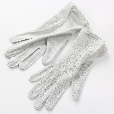 100% Natuurlijke Moerbei Zijde Handschoenen Vrouwelijke Zomer Dunne Uv Zonnebrandcrème Ademend Slaap Hydraterende Kant Bloemen Rijden Wanten M49: K5 Gray