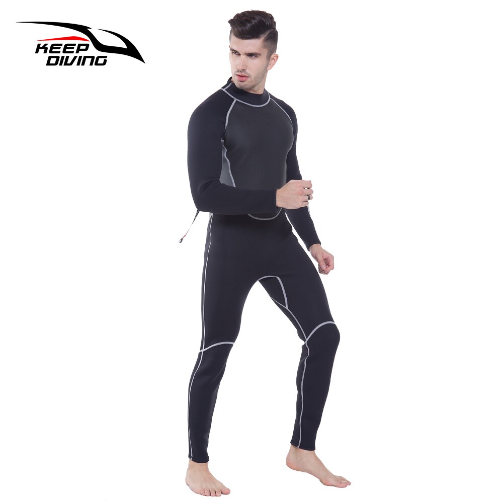 KEEP DIVING 3MM Neoprene Wetsuit One-Piece Full body For Men Scuba Dive Surfing Snorkeling Spearfishing Plus Size