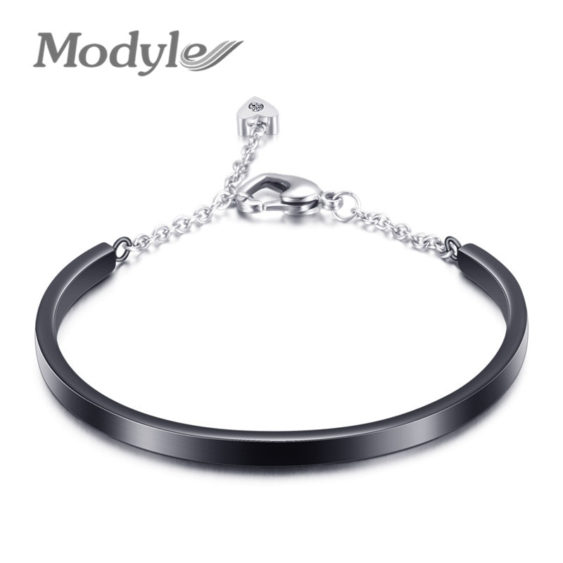 Modyle Zilver Kleur/Goud/Rose Goud/Zwart Kleuren 316L Rvs Crystal Bangels Armbanden Voor Vrouwen