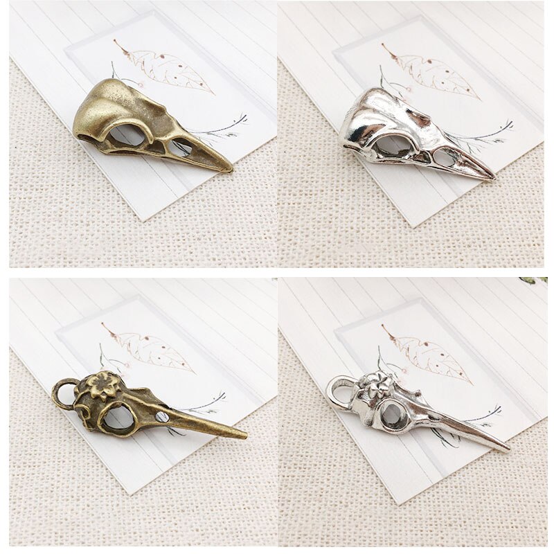 10pcs Retro Style alloy Crow Bird Skull Pendant -Animal Birdhead Pendant - Gothic Charm Jewelry Finding