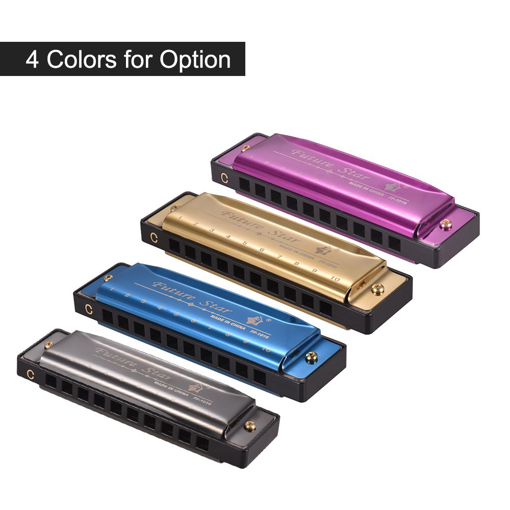 Key of C Diatonic Harmonica Mouthorgan with ABS Reeds Mirror Surface 10 Holes Blues Harmonica Perfect