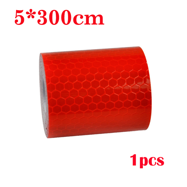 5*300 cm Auto Reflecterende Tape Sticker Veiligheid Mark Auto Styling Zelfklevende Waarschuwing Tape Motor Fiets Film decoratie Tool: Rood