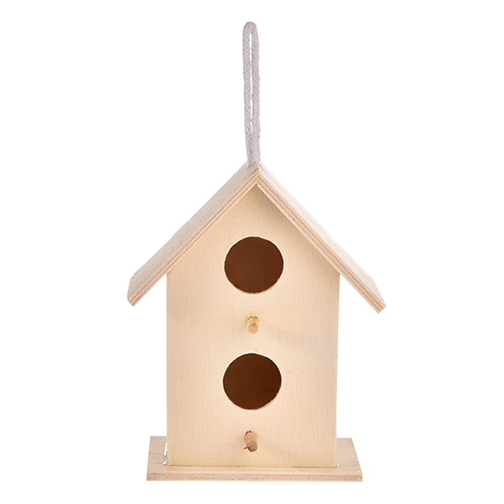 Casa de madera para pájaros DIY, bonito colgante para exteriores, Nido de Pájaro montado en la pared, jaula para cacatúa, juguete, casa de pájaros, decoración de jardinería