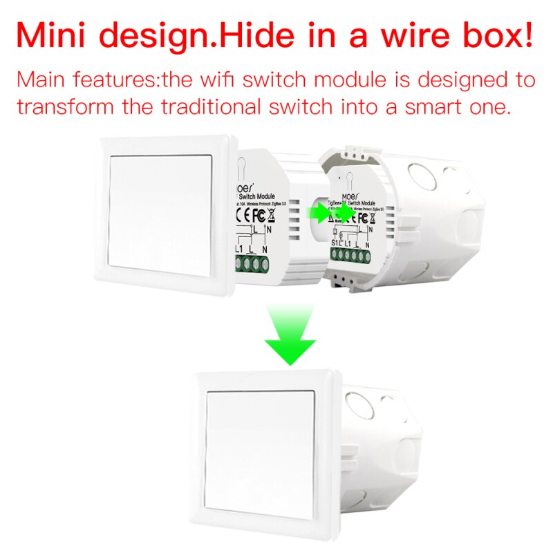 Mini DIY Tuya ZigBee 3.0 Smart Light Switch Module Smart Life/Tuya Remote Control Work With Alexa Google Home