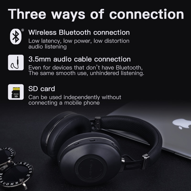Bluedio HIFI Headphone ANC Wireless Bluetooth 5.0 Headset Step Counting SD Card Slot Cloud Function support APP Noise Reduction