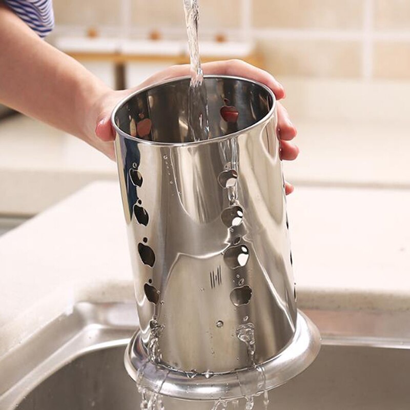 Roestvrij Staal Opknoping Bestek Houder Afdruiprek Lepel Vork Eetstokjes Opslag Mand Rack Keuken Accessoires Gereedschap Organizer