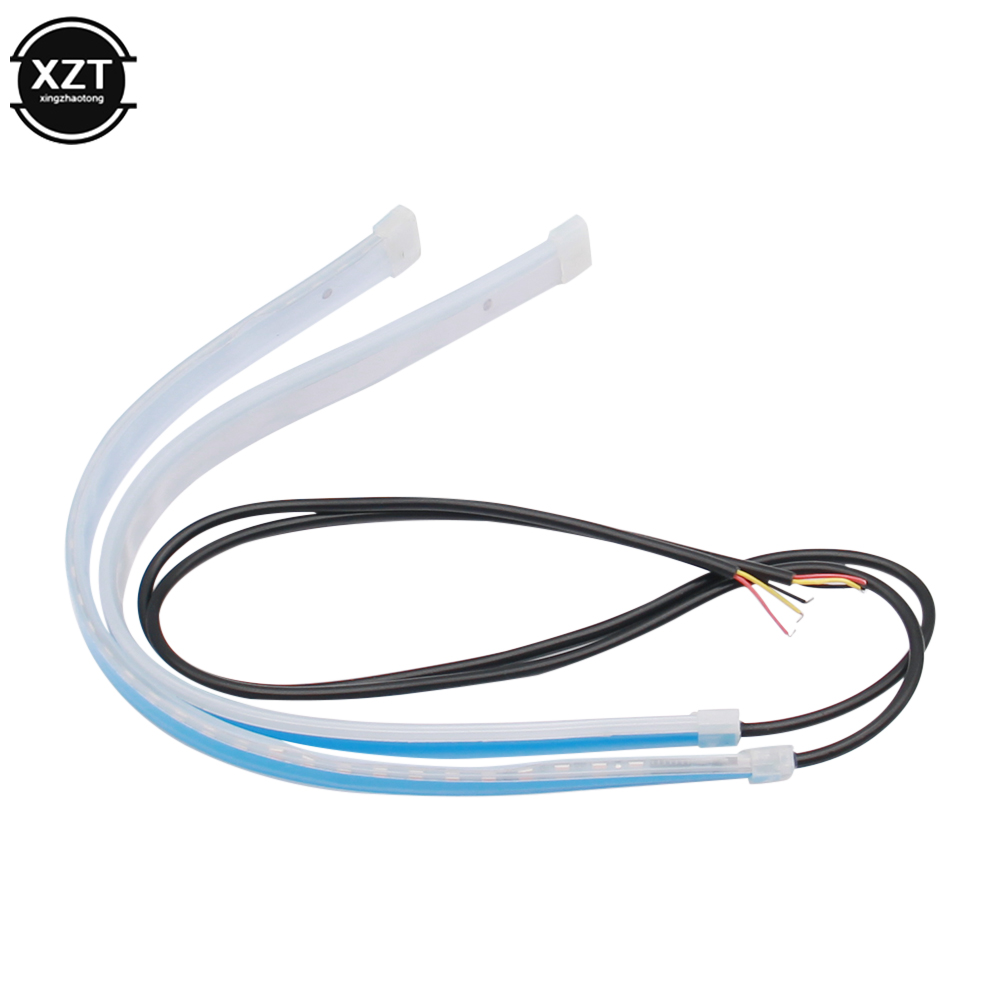 Luces de circulación diurna ultrafinas LED DRL para coche, señal de giro Flexible e impermeable, luz lateral de freno amarilla, accesorios para automóvil, 2 uds.