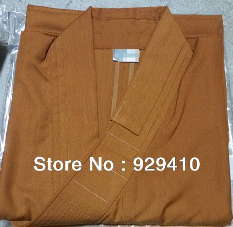 unisex thick cotton zen shaolin Buddhist Monks robe uniforms suits abbot gown laymeditation clothing gray yellow 2colors