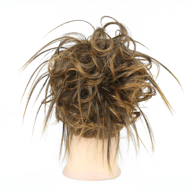 Xinran syntetisk hårstykke rodet knold pjusket hårstykke elastikbånd chignon hår krøllet scrunchie updo cover til kvinder 17 farver: 12 timer 24