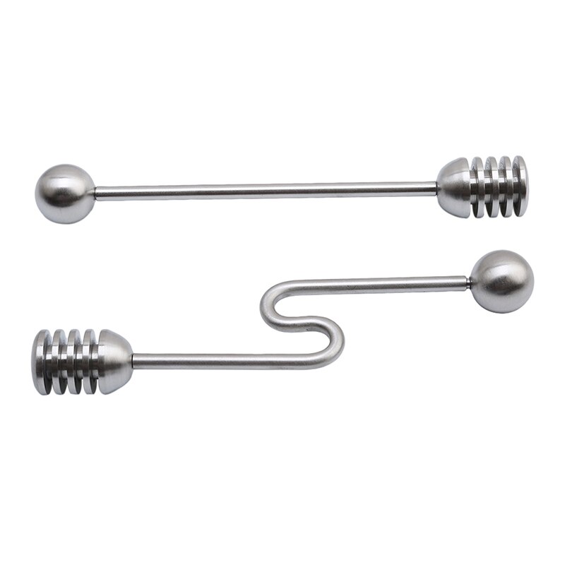 Cuchara de Mesuring para miel, mango curvo y recto de acero inoxidable, cazo de Metal, palo de miel, herramienta de medición de cocina