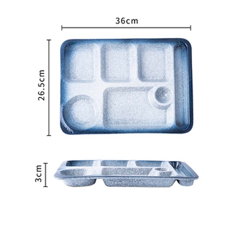 Japanese-style ceramic grid plate for one person dinner plate for separate meal system household divider plate adult tableware c: E