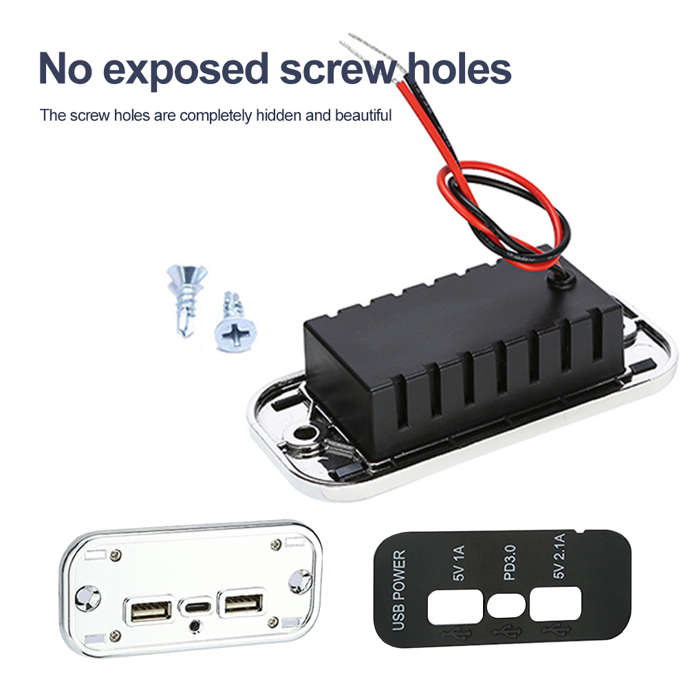 35.5W PD3.0 Autolader Socket Dual USB 3.1A Type-C Snel Opladen Splitter Outlet Power Adapter Voor motorfiets Vrachtwagen ATV Boot RV