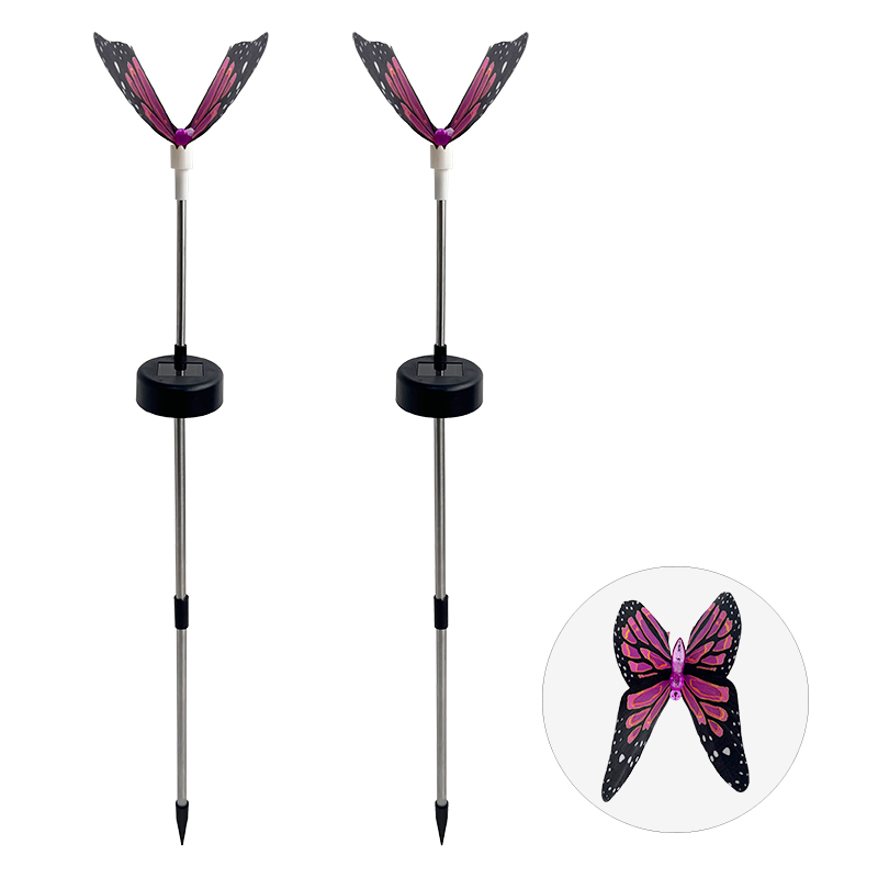 Luces LED solares de mariposa para exteriores, lámpara de ambiente para patio, iluminación de paisaje, para jardín, césped, patio, parque, villa, decoración del hogar: Rosa