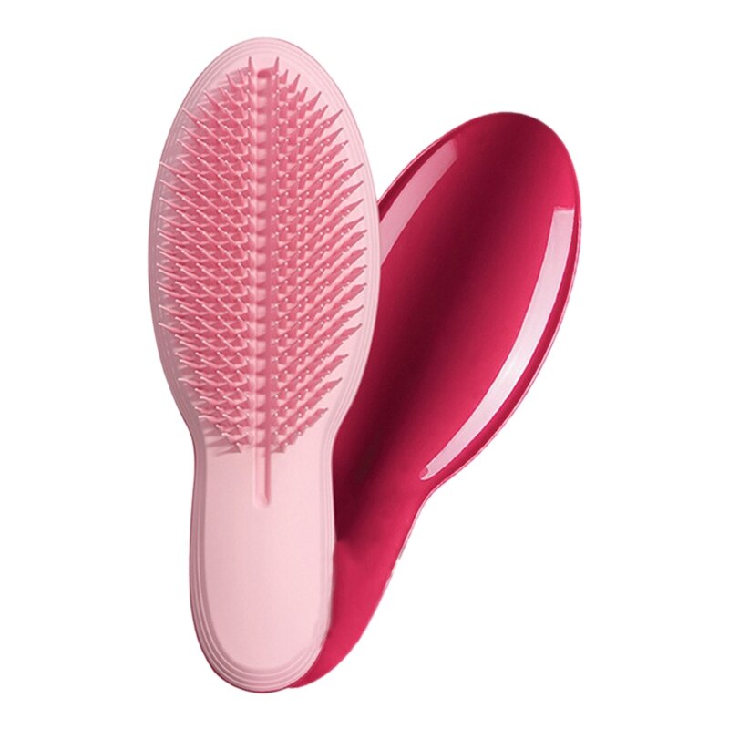 1Pc Anti-Static Hair Brush Comb Styling Teezer Shower Electroplate Detangling Massage Comb for Salon Styling Hair: Pink