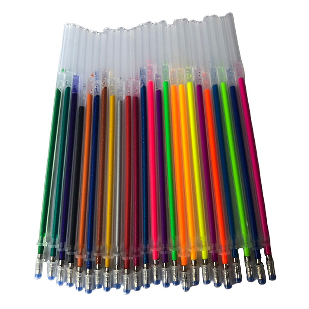 24 Kleuren 0.5Mm Gel Pen Vullingen-Glitter Gel Pen Vullingen Set, pen Inkt Vullingen Voor Volwassen Kleurboeken, Scrapbooking, Tekening