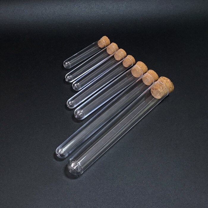 50pcs length 60mm to 150mm laboratory clear plastic test tube round bottom pipe with cork