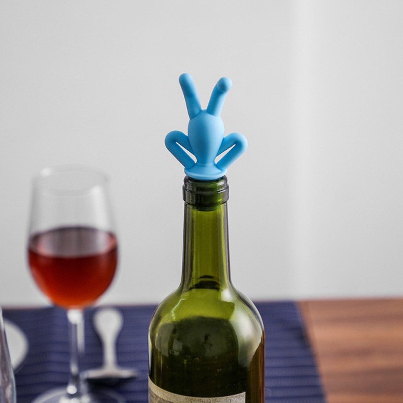 Silicone Wine Stopper Bottle Boston Drinking Buddy Party Wine Glass Marker Bar Accessories Champagne Stopper Cocktail Cork: Sky Blue