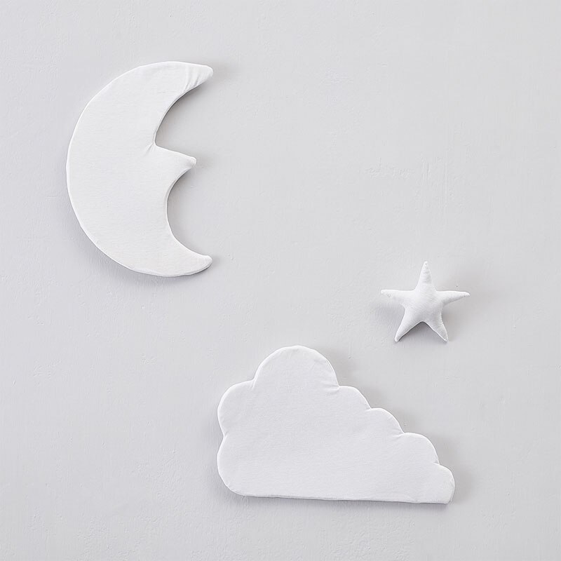 3 pièces/ensemble 3D lune nuage étoile Stickers muraux INS Style nordique enfants chambre décoration enfants jouer tente suspendus ornement Photo accessoires: WHITE