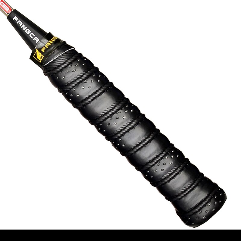 Fangcan Pu Lederen Tennis Vervanging Grip Tape Dikke Squash Badminton Tennis Racket Geribbelde Grip Kussen Wrap: Black