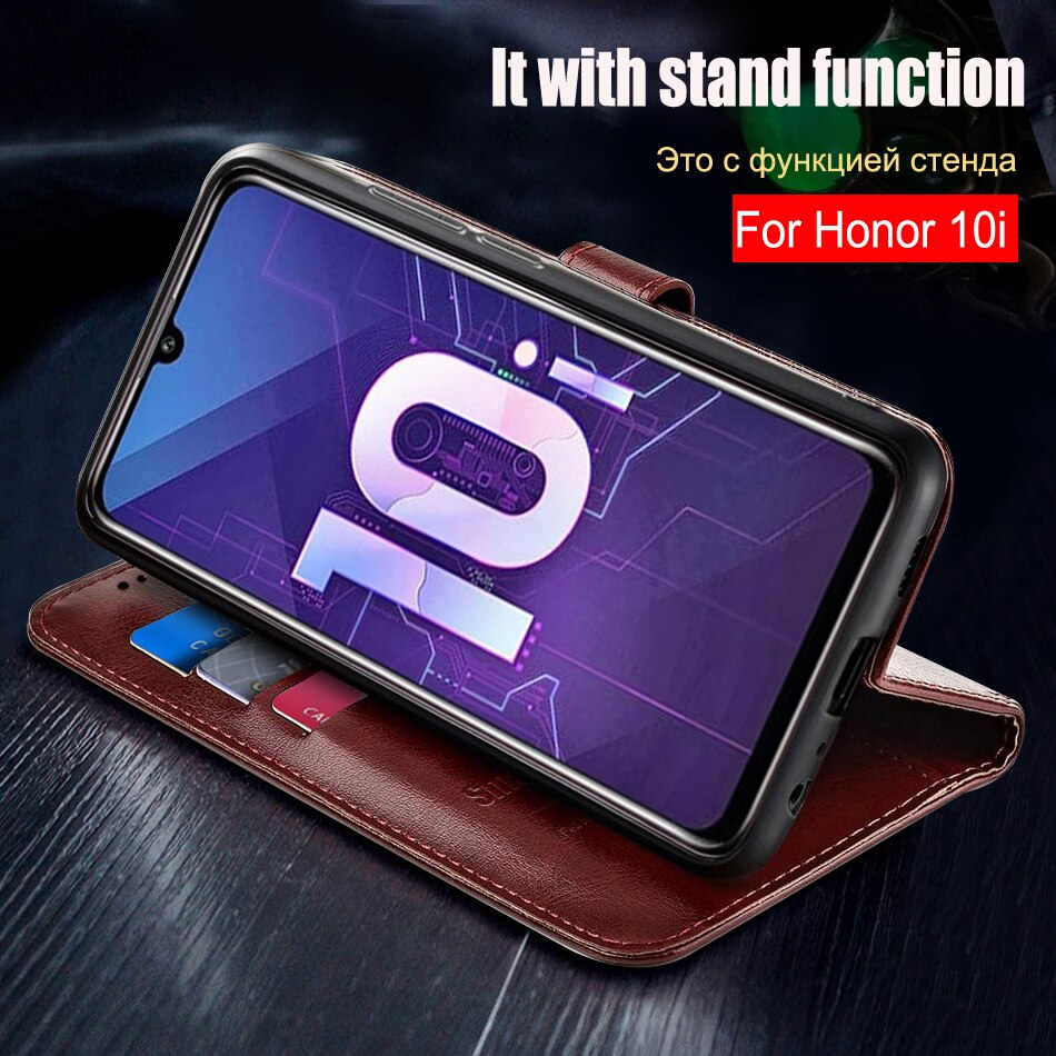 Coque de téléphone à rabat en cuir, 6.21 pouces, étui en silicone pour Huawei Honor 10i 10i