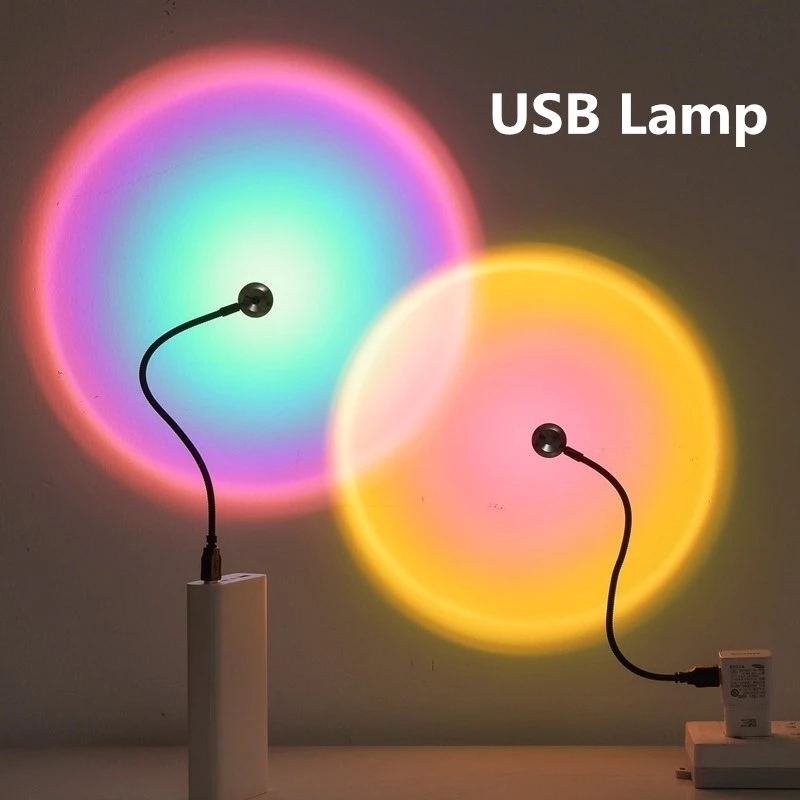 USB Sunset Light Telefono cellulare Autofotografia Luce LED Arcobaleno Neon Luce notturna Proiettore Fotografia Parete Atmosfera Luce