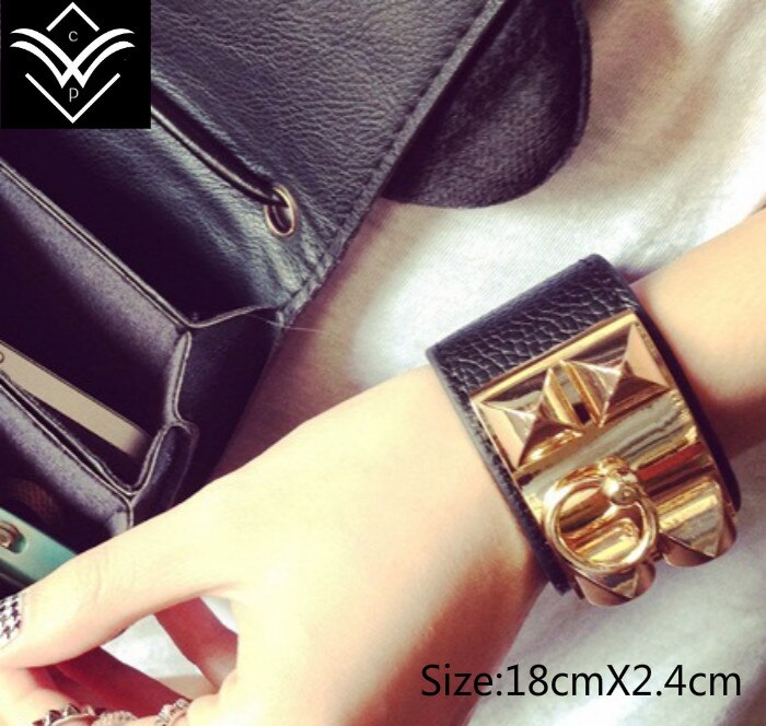 Moda de Metal rebite pulseira de couro