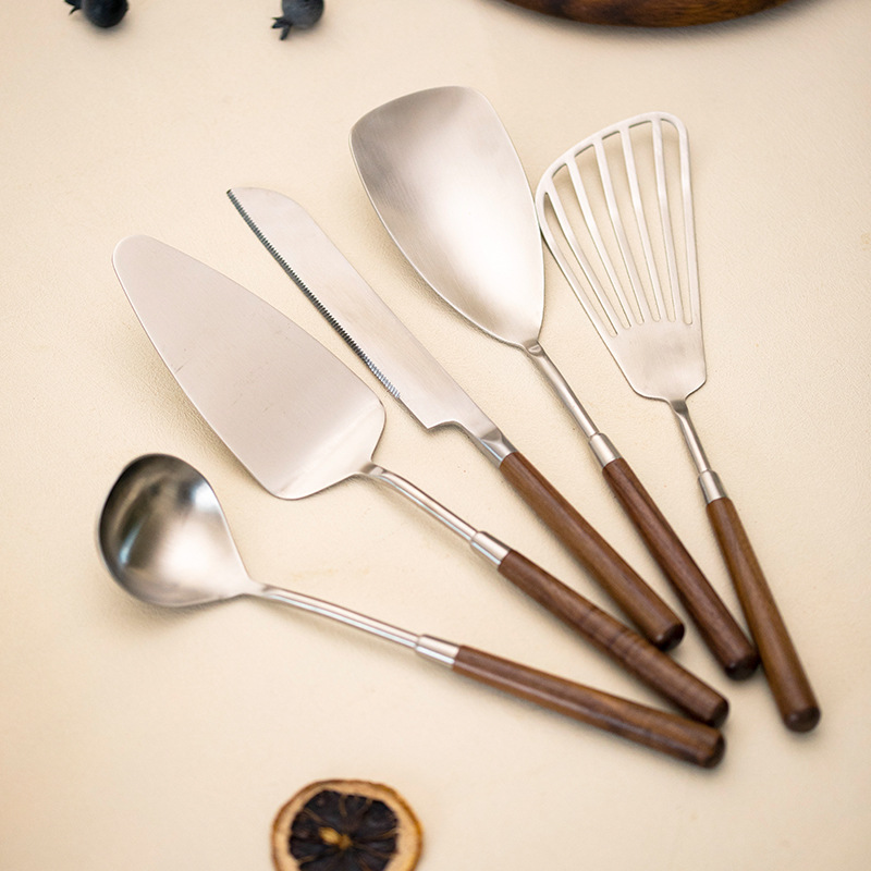 Cuchara de cocina de acero inoxidable 304, espátula para freír, pala para pastel de nuez, espátula para pastel, cuchillo, utensilios de cocina, cucharón para sopa