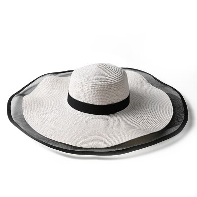Kant Strand Hoed Dames Mode Dames Zomer Slijtvaste Uv-bescherming Opvouwbare Zonnehoed Zonnehoed Brede rand Strooien Hoed: 1
