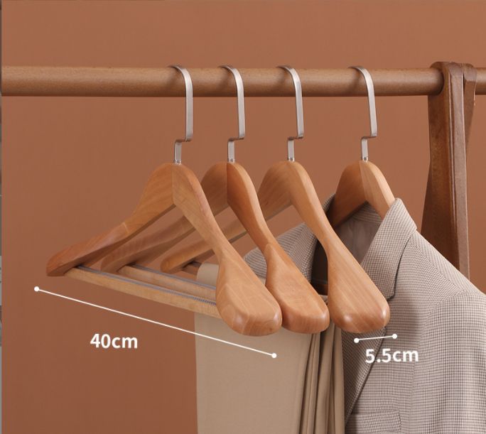 Velvet coat hanger wood flocking wide shoulder suit clothes rack home Wardrobe closet organizer luxury clothes wooden hanger: XXL / plum