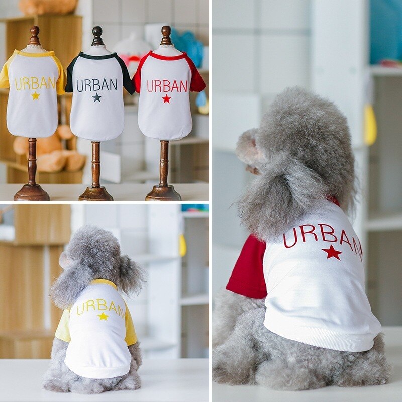 Letter Dog Clothes Shirt Simple Pet Clothing Small Dogs Cute Spring Summer Star Print Chihuahua Boy Girl Ropa Para Perro