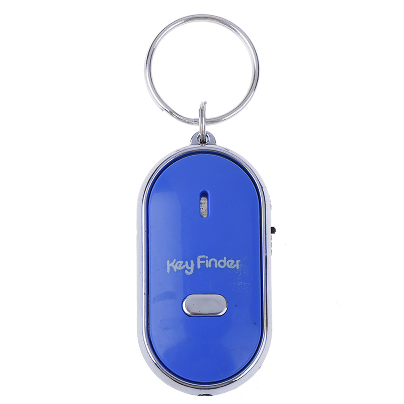 1pc bleu Anti-perte clé localisateur porte-clés sifflet bip sonore alarme lumière LED