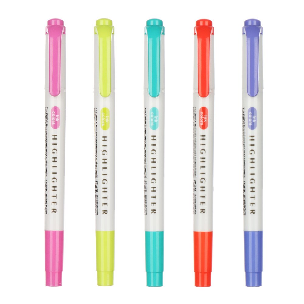 4/5/8 Stks/set Singal/Double Headed Markeerstift Marker Tekening Markering Pennen Fluorescerende Mark Pen School Briefpapier office Supply: 5-5PCS double head