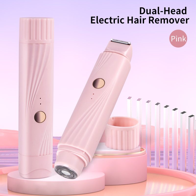 Hair Epilator Rechargeable Electric Epilator For Women Dual Head Hair Removal Device For Face Body Bikini Shave Tools Travel: Pink