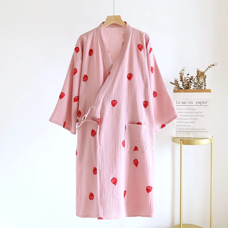Herfst Multi Kleuren Katoenen Kimono Slaapgewaden Voor Vrouwen Dunne Badjas Pyjama Zweet Stoombad Gewaad Vrouwen Kleding