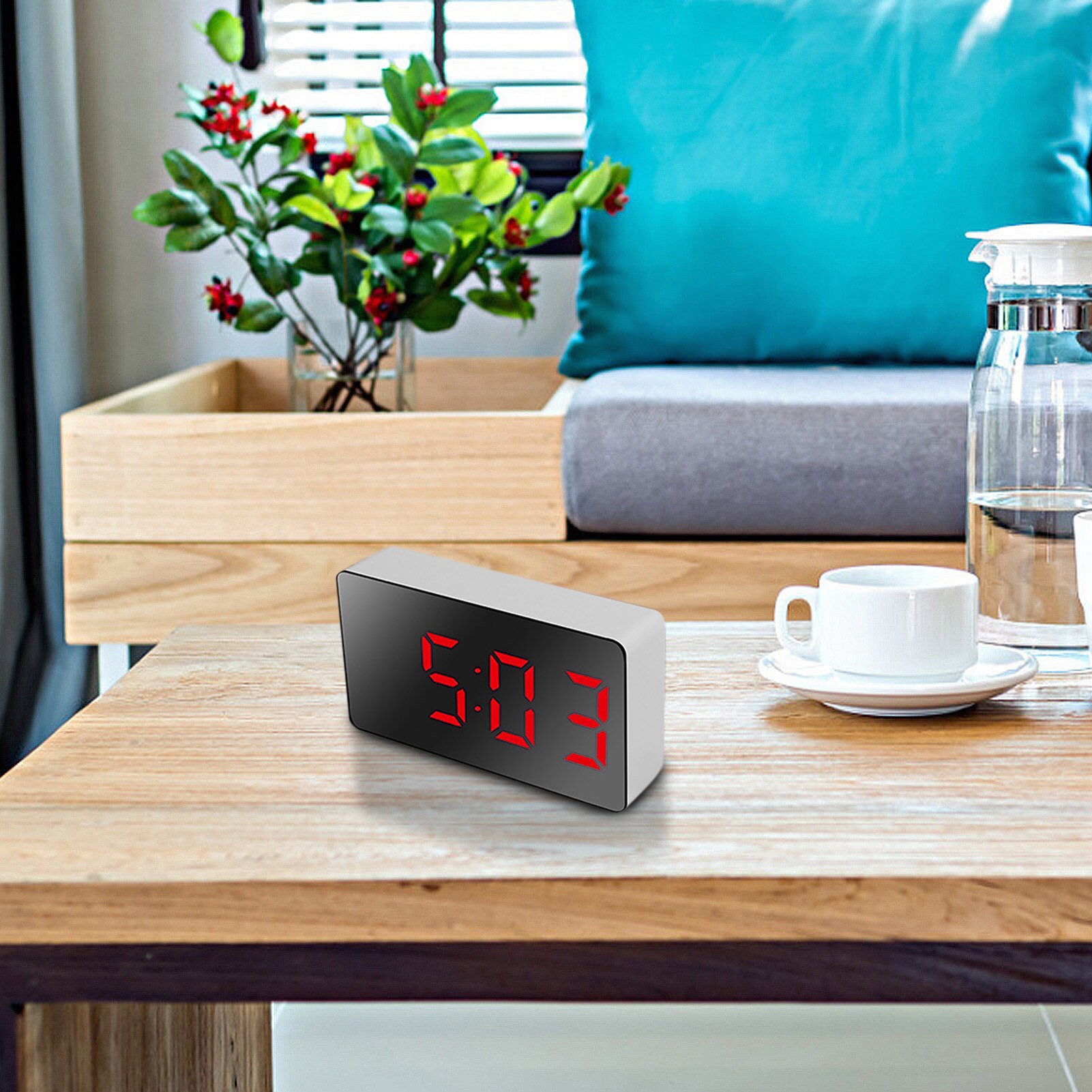 Clock Alarm LED Mirror Clock Electronic Digital Travel Clock Alarm Clock Mirror Car Clock USB Powered Electronic Desktop Clocks