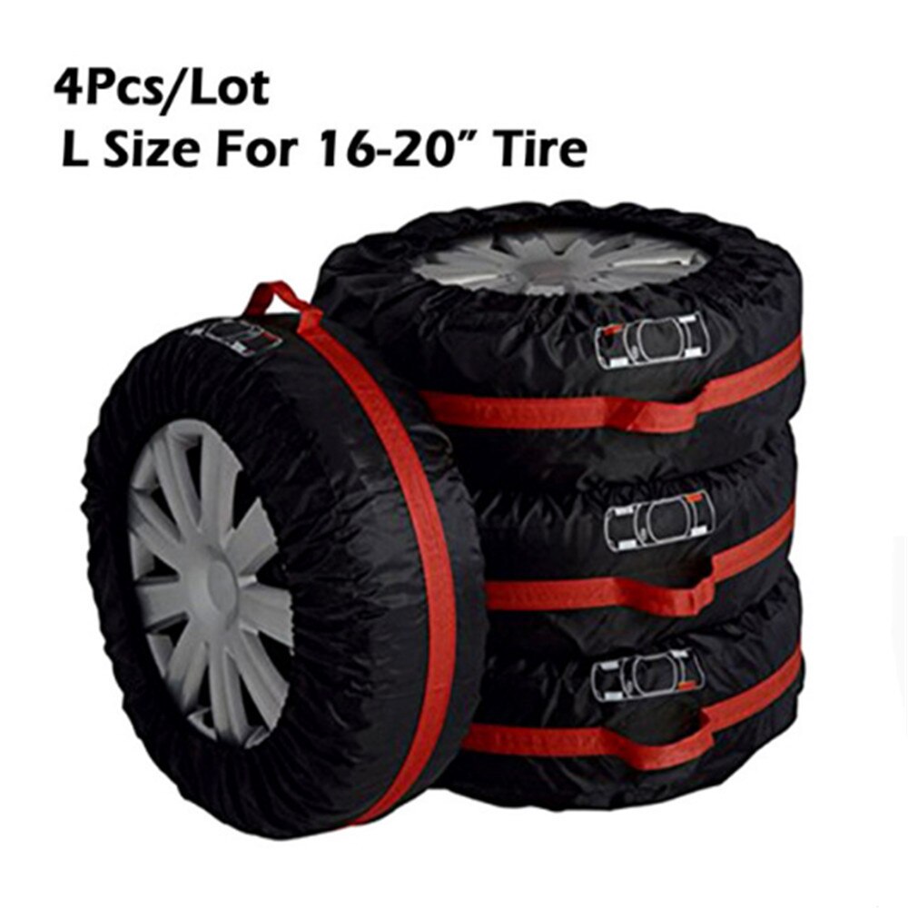 4 Uds cubierta de neumático de repuesto de coche, funda de poliéster para neumáticos de automóvil, bolsa de almacenamiento, cubre accesorios de neumáticos de coche, Protector de ruedas de vehículo: 4Pcs L Size