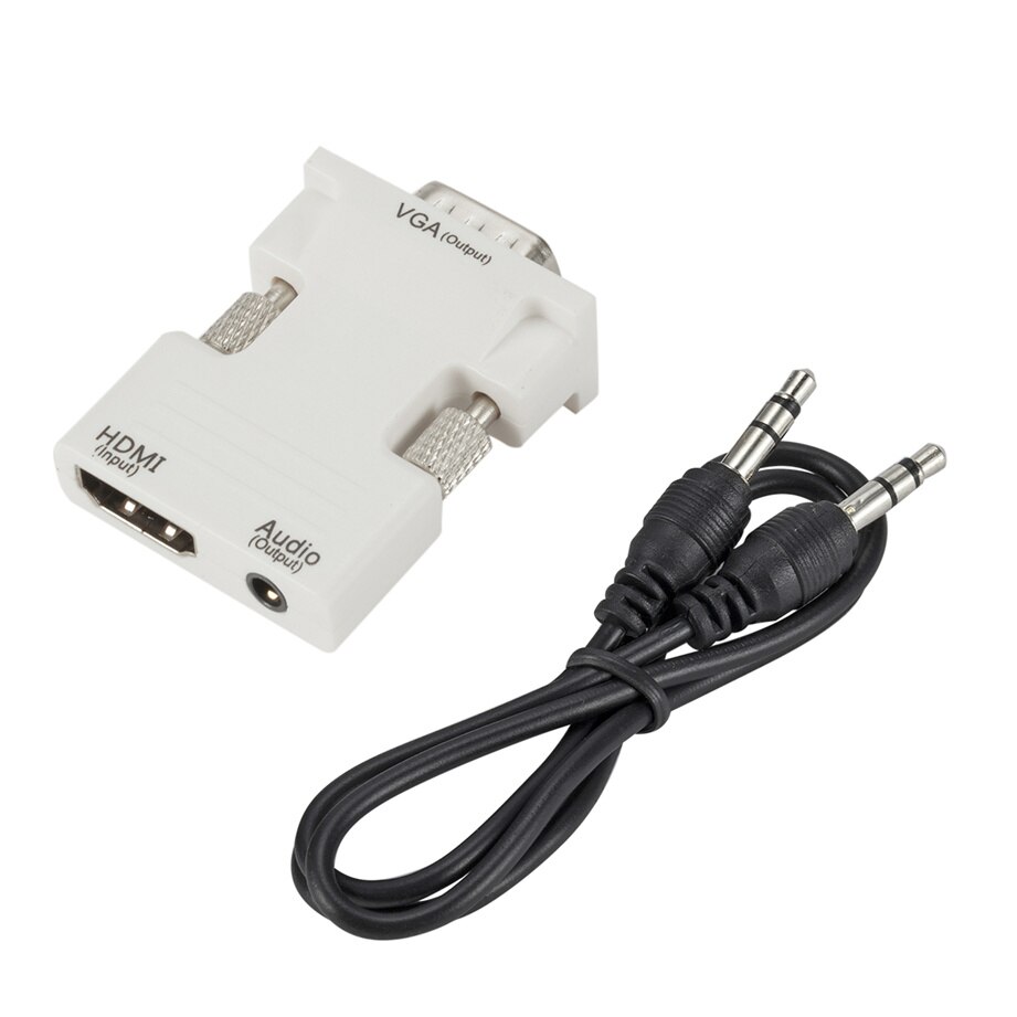 Hdmi-Compatibel Vrouwelijke Naar Vga Male Converter 3.5Mm Audio Kabel Adapter 1080P Fhd Video-uitgang Voor Pc laptop Tv Monitor Projector: WHITE