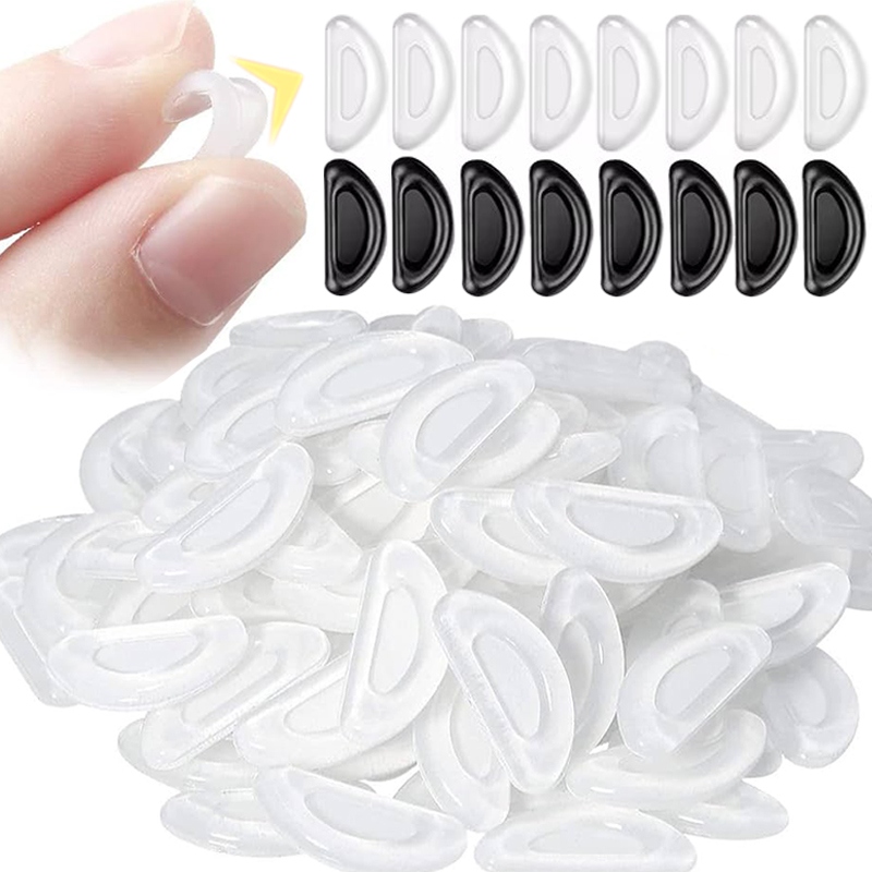 10/60pcs Glasses Nose Pads Adhesive Silicone Nose Pads Non-slip Transparent Nosepads for Glasses Eyeglasses Eyewear Accessories